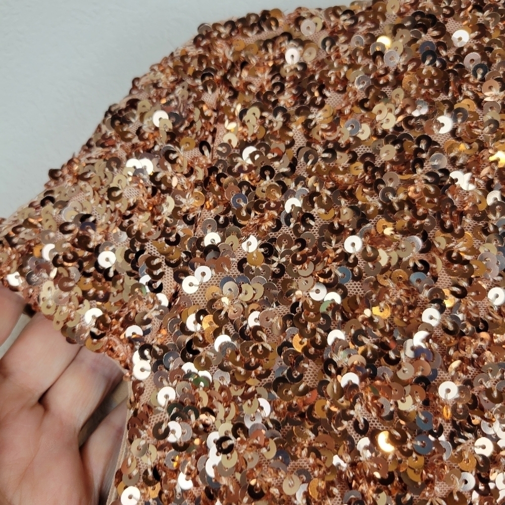 NWT Dress The Population Zoe Sequin Body Con Minidress in Soft Copper Size XL - Picture 6 of 14